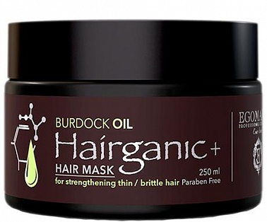 HAIRGANIC+ Маска с маслом репейника для укрепления волос 250 мл