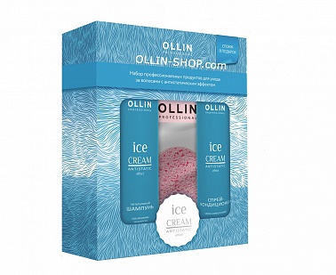 Ollin ICE CREAM Набор Шампунь + кондиционер-спрей + спонж