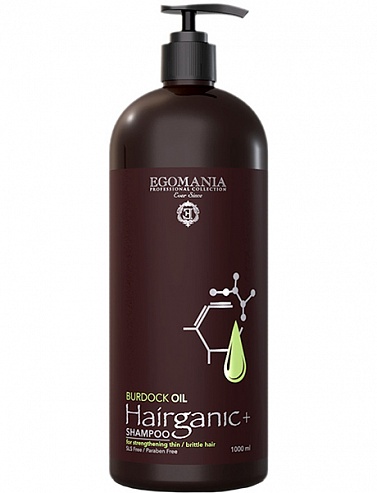 HAIRGANIC+ Шампунь с маслом репейника для укрепления волос 1000 мл