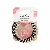 invisibobble TWISTAR Classical Braids Резинки с плетёной фактурой, чёрный/бежевый, 3 шт.
