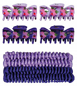 Titania Набор: 4 заколки-крабика + 4 резинки, фиолетовый